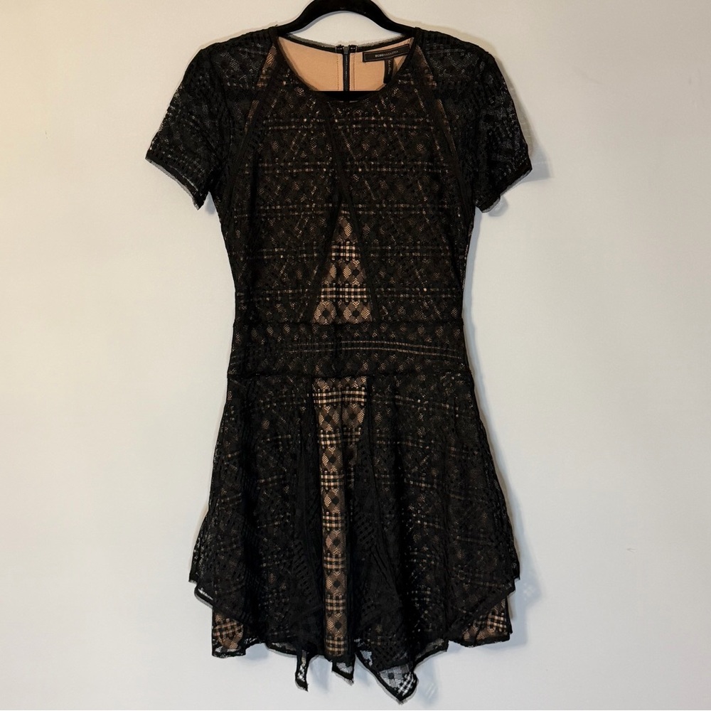 BCBGMAXAZRIA Ailleen Black Lace Fit & Flare Dress NWT Size S